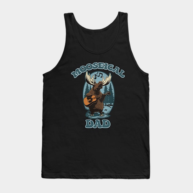 Mooseical - Musical Dad Moose with a Acoustic Guitar Tank Top by RailoImage